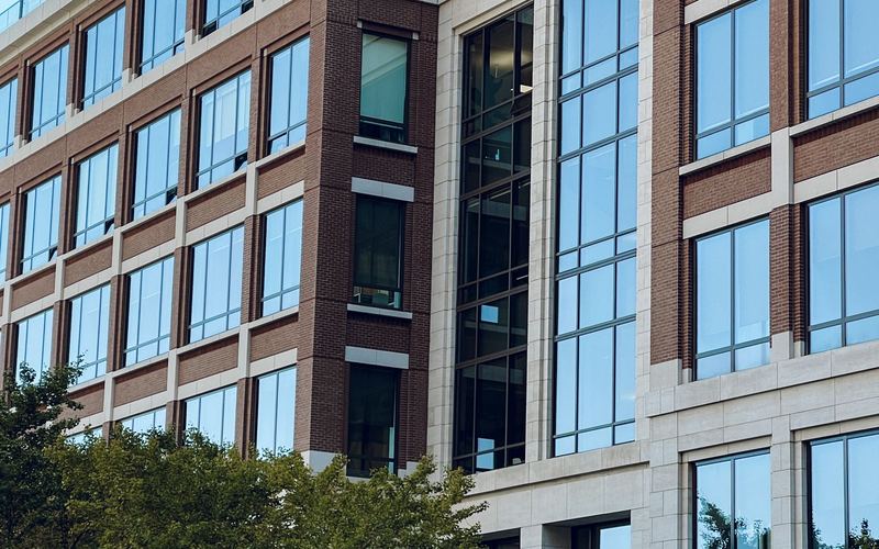 Contemporary commercial office building with a glass facade